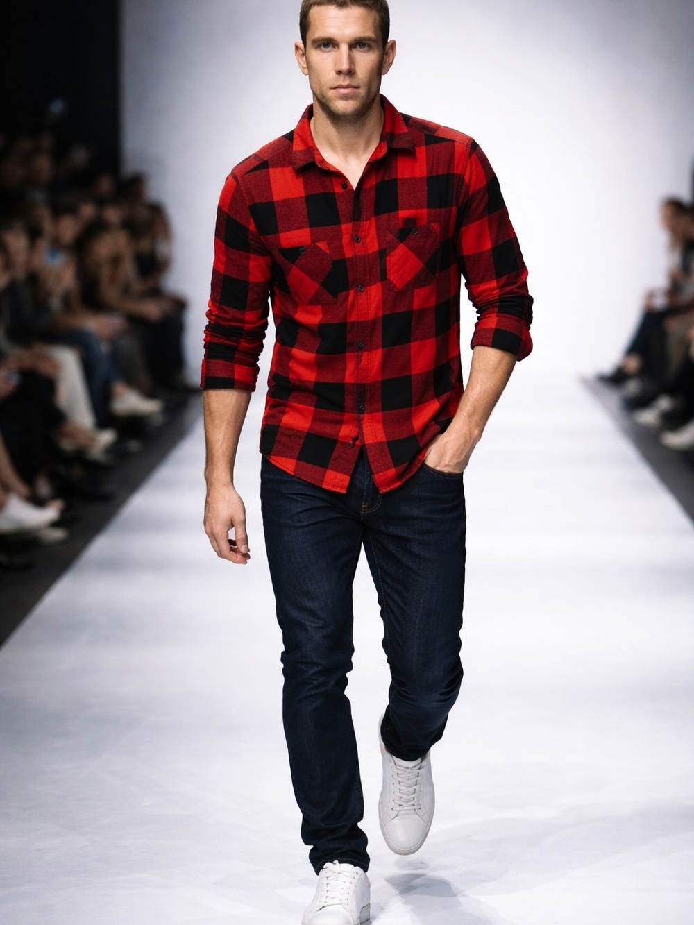 urban pipeline Red and Black Plaid Button Down Shirt